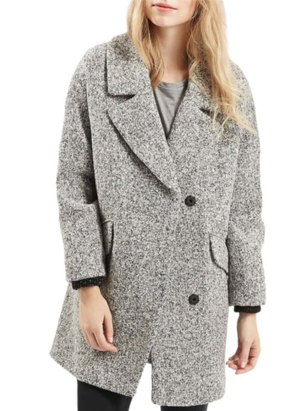 TOPSHOP New Look Grey Bouclé Coat Oversized, fits all